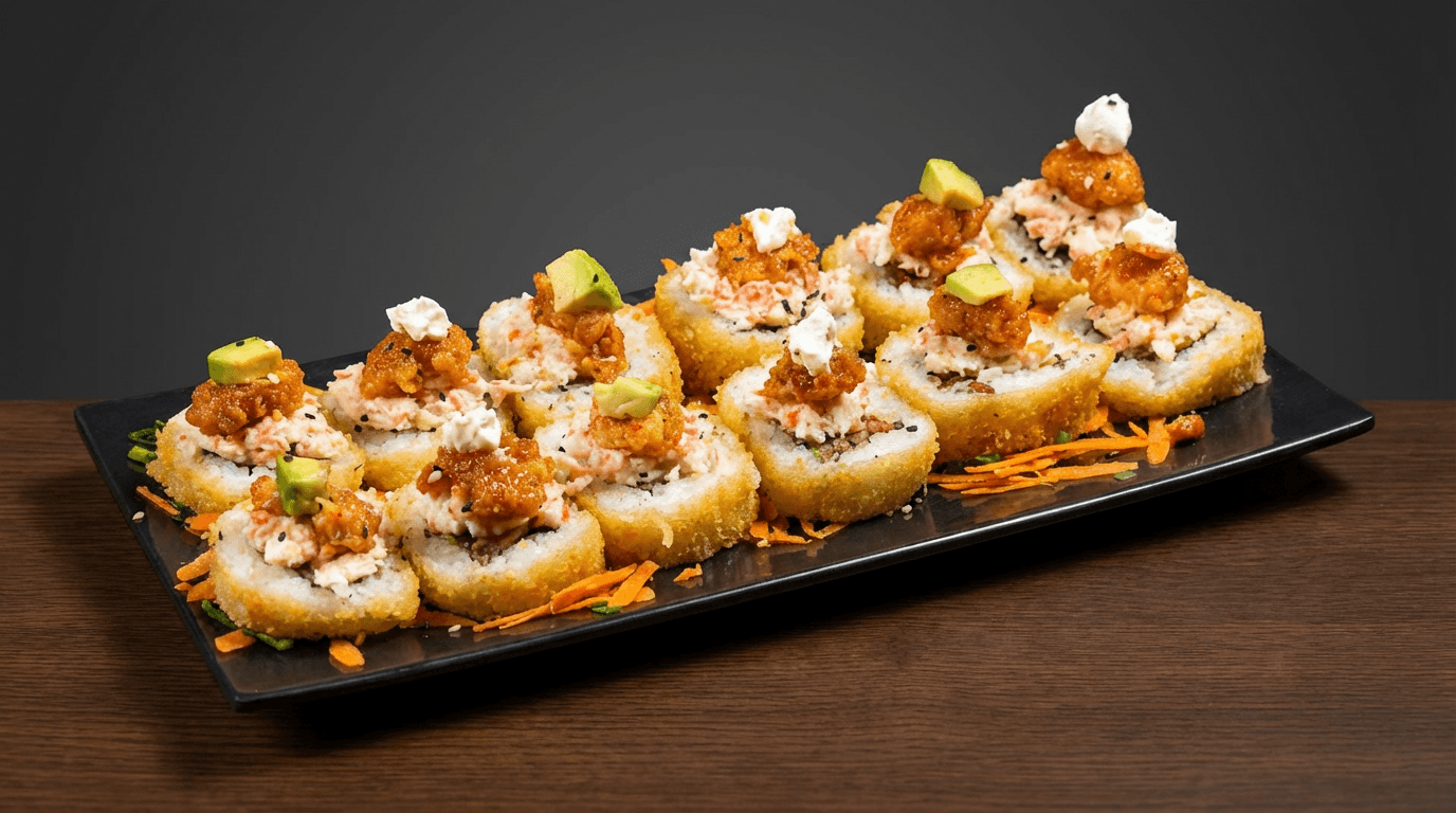 Rollo culichi gratinado con salsa intensa